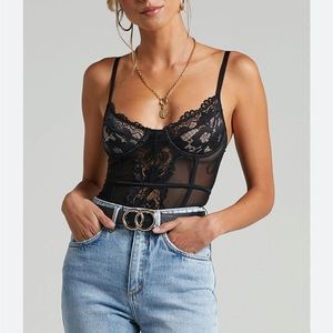 NWT Showpo Carmilla Bodysuit in Black Lace